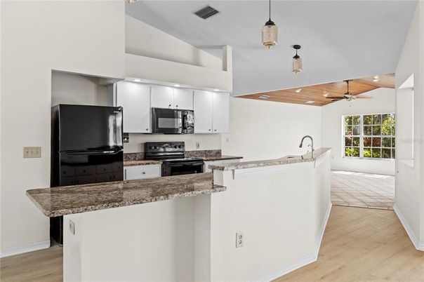 Interior, Kitchen, Pendant Lights, Recessed Lighting, Wooden Ceilings, Wood Texture Flooring