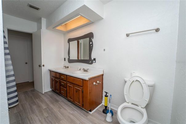 Bathroom, Dual Sink Vanities, Interior, Wood Texture Flooring