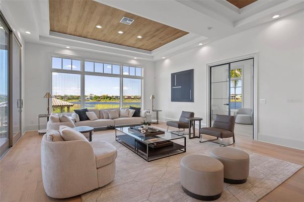 Interior, Living room, Recessed Lighting, Wooden Ceilings, Wood Texture Flooring