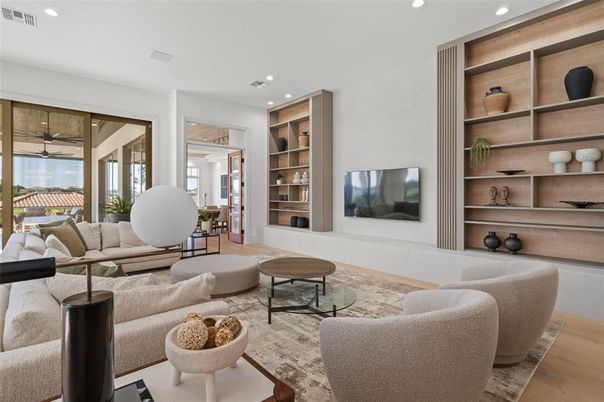 Interior, Living room, Recessed Lighting, Wood Texture Flooring