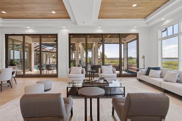Interior, Living room, Recessed Lighting, Wooden Ceilings, Wood Texture Flooring