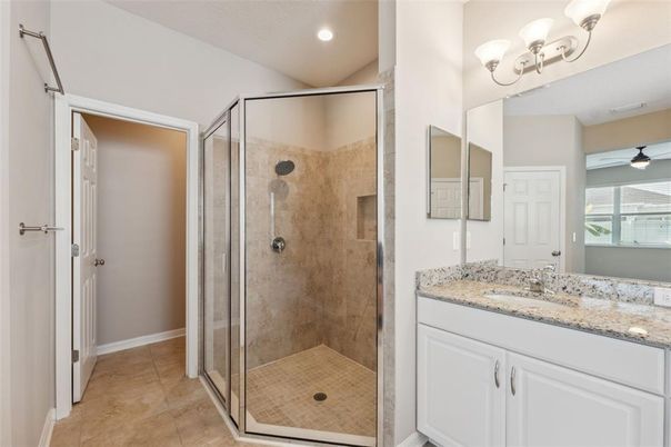 Bathroom, Glass Shower, Interior, Recessed Lighting