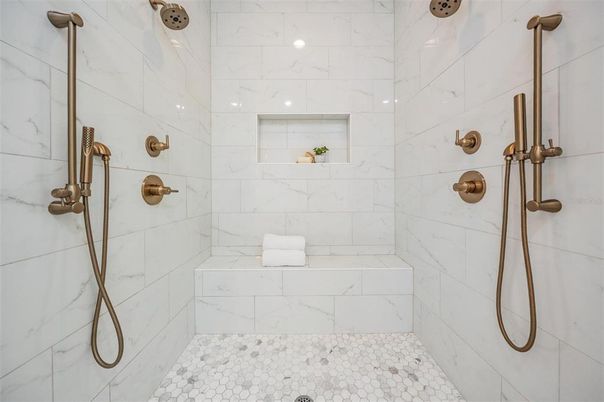 Bathroom, Glass Shower, Interior, Marble Walls