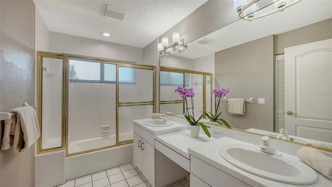 Bathroom, Dual Sink Vanities, Glass Shower, Interior, Recessed Lighting