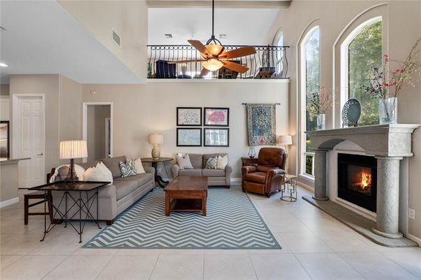Fireplace, Interior, Living room, Recessed Lighting