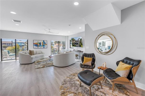 Interior, Living room, Recessed Lighting, Wood Texture Flooring