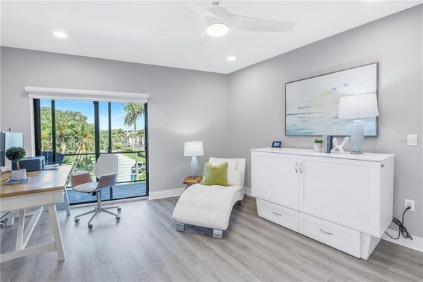 Home Office, Interior, Recessed Lighting, Wood Texture Flooring