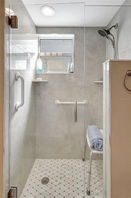 Bathroom, Glass Shower, Interior, Recessed Lighting