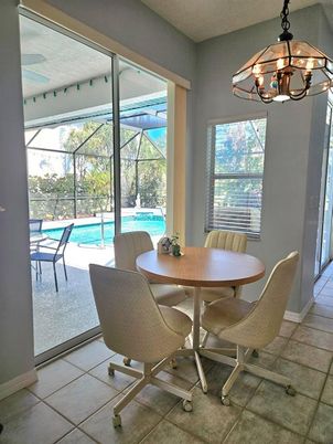 Chandelier, Dining room, Glass Ceilings, Interior, Pool, Sun Room