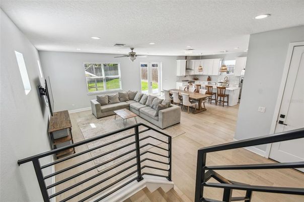 Dining room, Interior, Kitchen, Living room, Pendant Lights, Recessed Lighting, Wood Texture Flooring