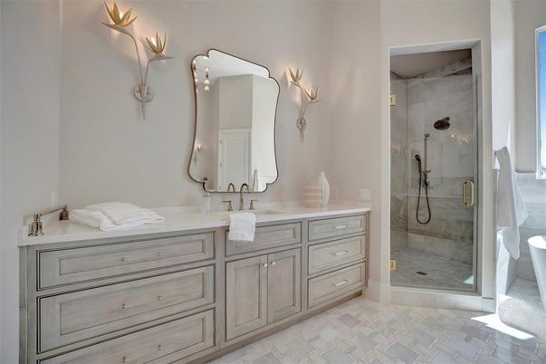 Bathroom, Dual Sink Vanities, Glass Shower, Interior