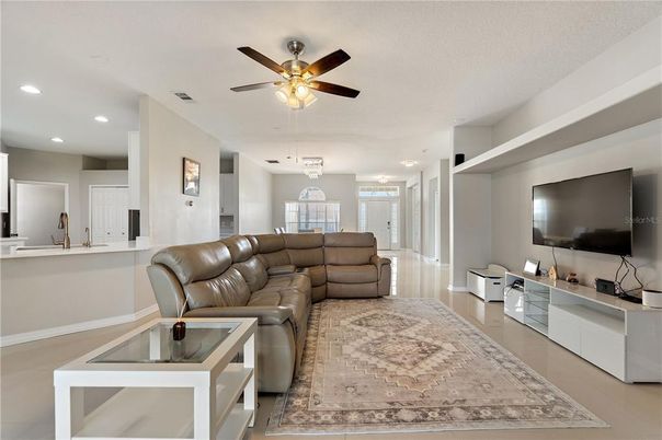 Interior, Living room, Pendant Lights, Recessed Lighting, Wood Texture Flooring