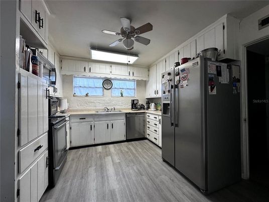 Interior, Kitchen, Stainless Steel Appliances, Wood Texture Flooring