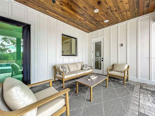Interior, Living room, Recessed Lighting, Wooden Ceilings