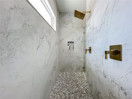 Bathroom, Glass Shower, Interior, Marble Walls