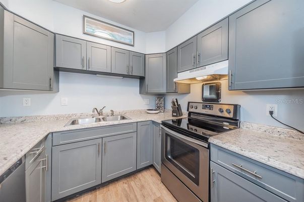 Interior, Kitchen, Stainless Steel Appliances, Wood Texture Flooring