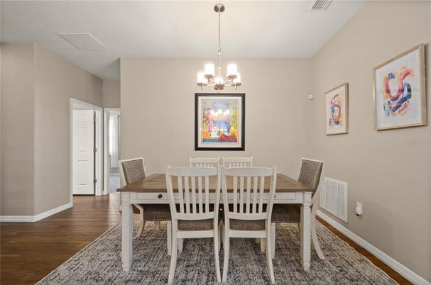 Chandelier, Dining room, Interior, Pendant Lights, Wood Texture Flooring