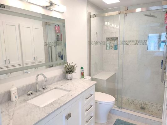 Bathroom, Glass Shower, Interior, Marble Walls