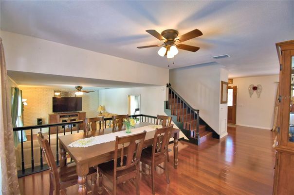 Dining room, Interior, Stone Walls, Wood Texture Flooring