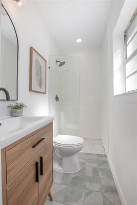 Bathroom, Glass Shower, Interior, Recessed Lighting