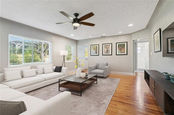 Interior, Living room, Recessed Lighting, Wood Texture Flooring