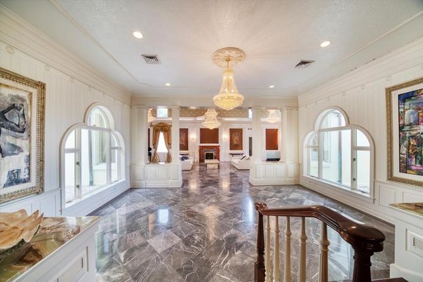 Chandelier, Fireplace, Interior, Marble, Recessed Lighting