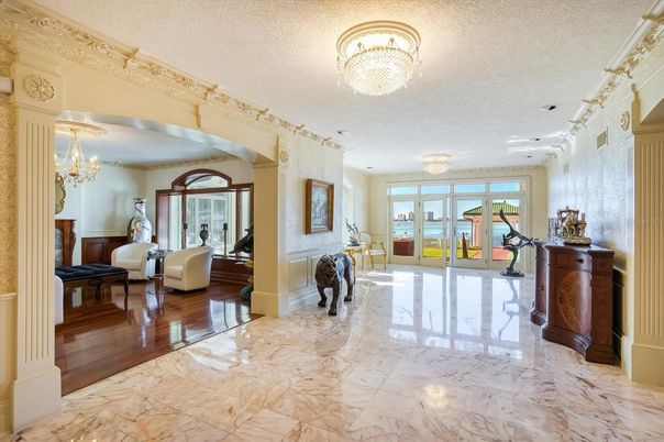 Chandelier, Interior, Marble, Wood Texture Flooring