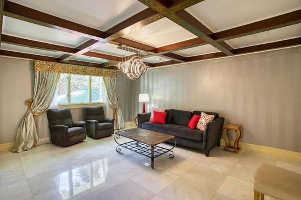 Chandelier, Interior, Living room, Wooden Beams