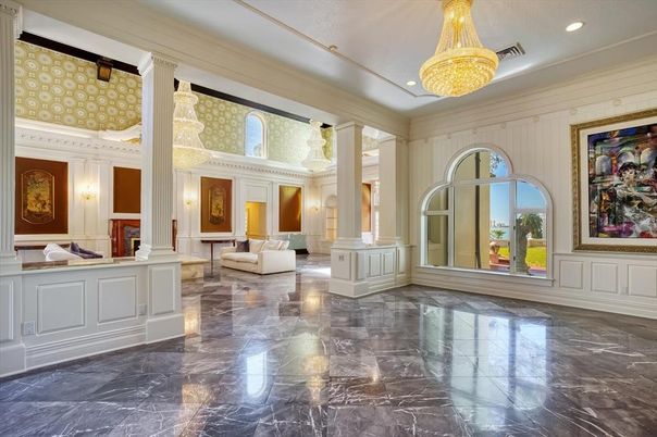 Chandelier, Interior, Marble, Recessed Lighting