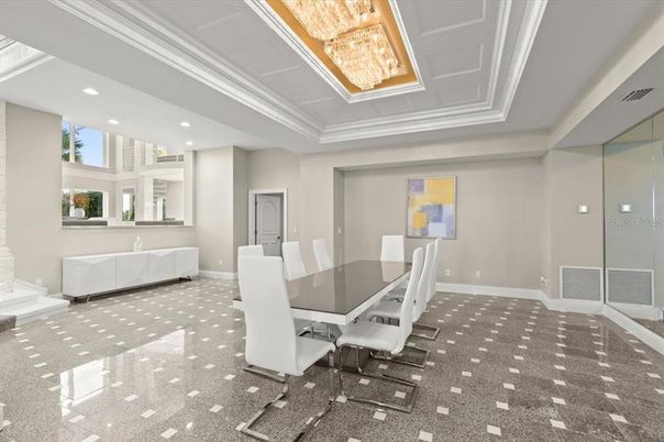 Chandelier, Dining room, Interior, Recessed Lighting