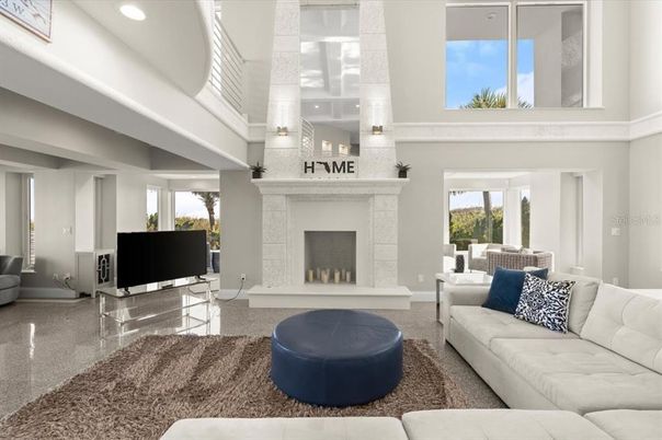Fireplace, Interior, Living room, Recessed Lighting