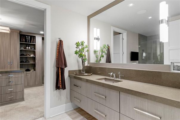 Bathroom, Glass Shower, Interior, Recessed Lighting