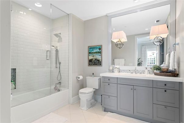 Bathroom, Glass Shower, Interior, Recessed Lighting