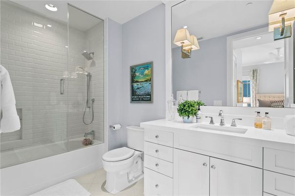 Bathroom, Glass Shower, Interior, Recessed Lighting