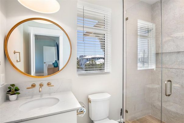 Bathroom, Glass Shower, Interior, Marble Walls