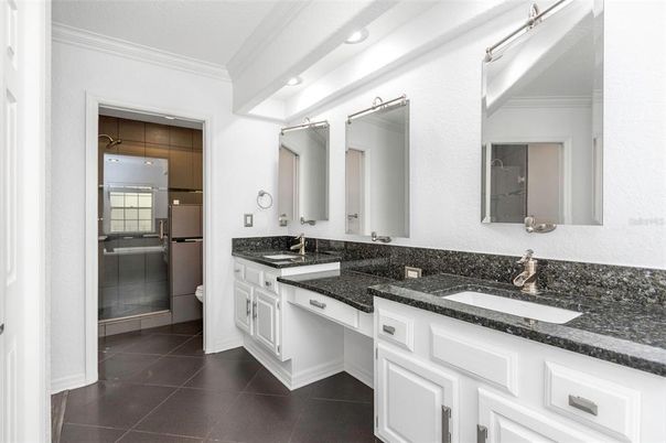 Bathroom, Dual Sink Vanities, Glass Shower, Interior, Recessed Lighting