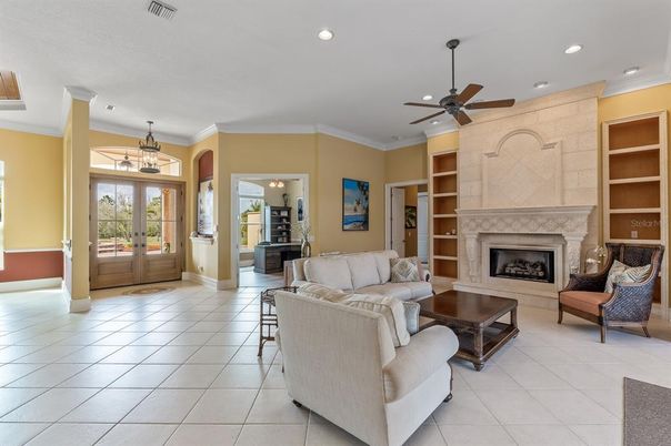 Fireplace, Interior, Living room, Recessed Lighting