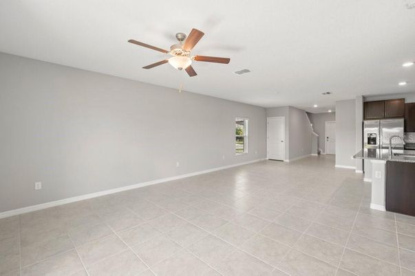 Empty room, Interior, Kitchen, Recessed Lighting, Stainless Steel Appliances