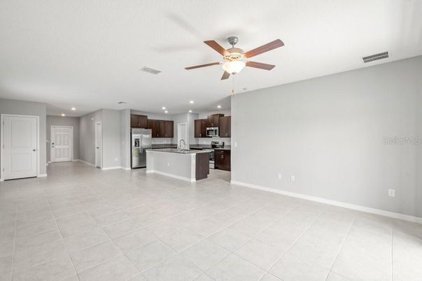 Empty room, Interior, Kitchen, Recessed Lighting, Stainless Steel Appliances
