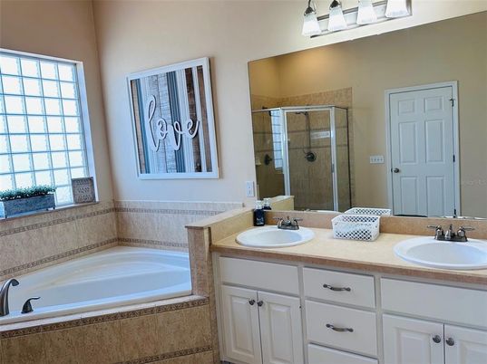 Bathroom, Dual Sink Vanities, Glass Shower, Interior