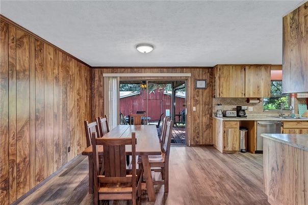 Dining room, Interior, Kitchen, Wood Texture Flooring, Wooden Walls