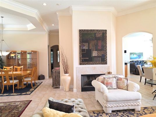 Dining room, Fireplace, Interior, Living room, Pendant Lights, Recessed Lighting