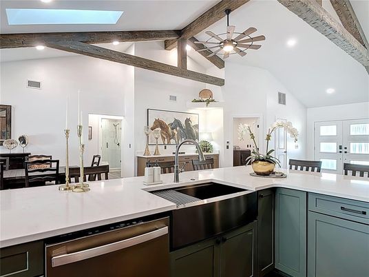 Interior, Kitchen, Recessed Lighting, Wooden Beams