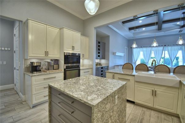 Interior, Kitchen, Pendant Lights, Recessed Lighting, Wood Texture Flooring