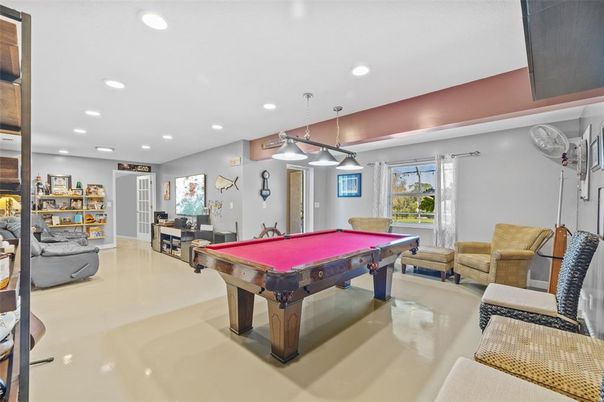 Billiard Table, Game Room, Interior, Pendant Lights, Recessed Lighting