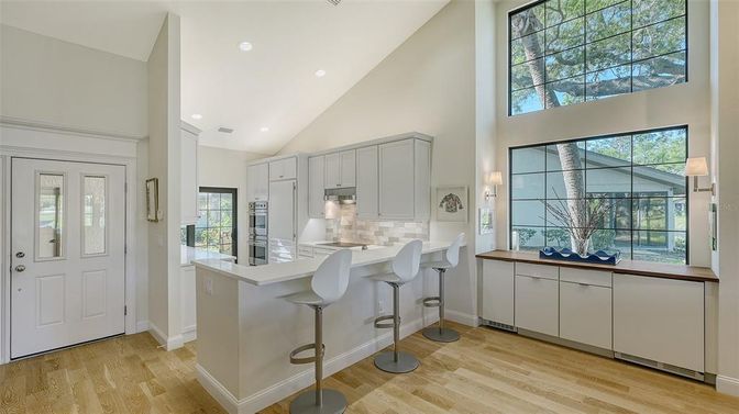 Interior, Kitchen, Recessed Lighting, Wood Texture Flooring