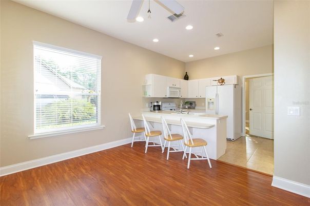 Interior, Kitchen, Recessed Lighting, Wood Texture Flooring