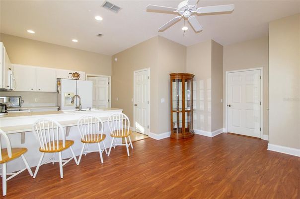 Interior, Kitchen, Recessed Lighting, Wood Texture Flooring