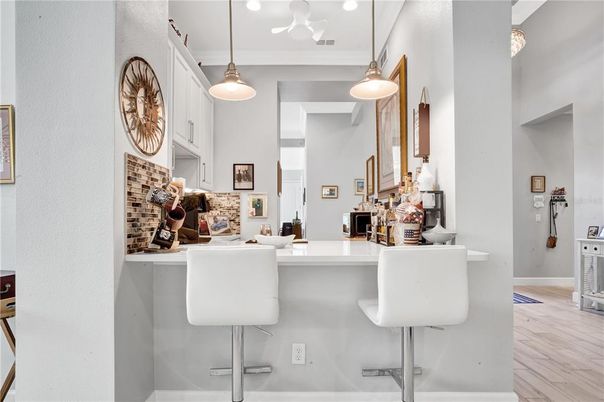 Interior, Kitchen, Pendant Lights, Wood Texture Flooring