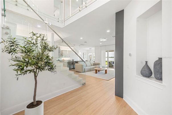 Interior, Living room, Recessed Lighting, Wood Texture Flooring